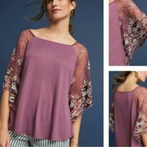 Anthropologie akemi kin size XS purple lace blouse